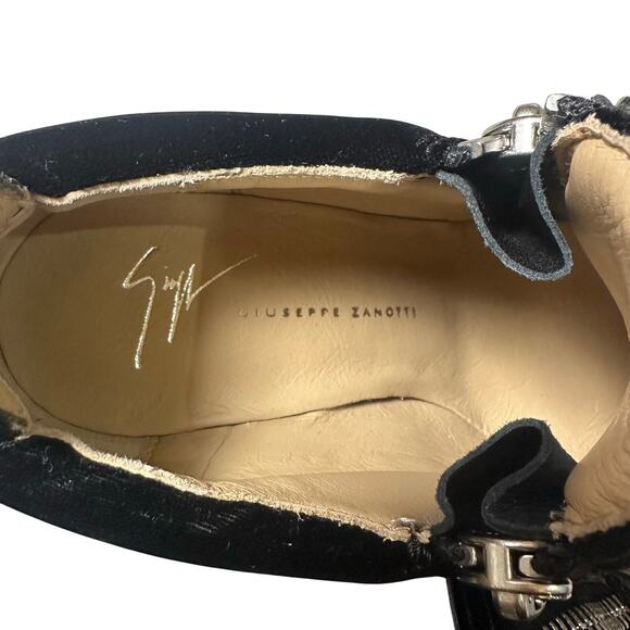 Giuseppe Zanotti Addy Wedge Sneaker Black Patent Leather / Velvet - Picture 9 of 11